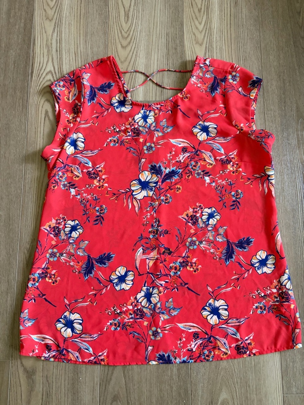 DR2 Coral Floral Cap-Sleeve Blouse